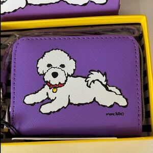 Marc Tetro Bichon Frise purple wallet with wristlet NEW